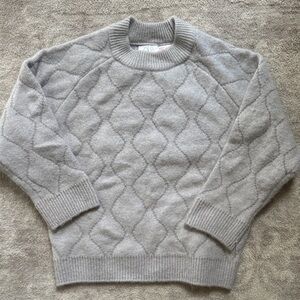 Zara Light Gray Textured Crewneck Sweater